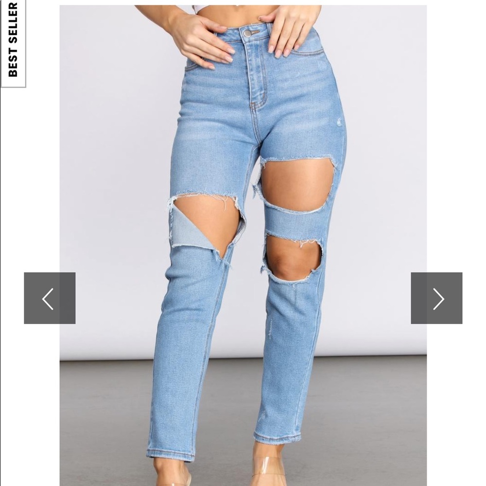 HIGH WAIST TRENDY CUT OUT SKINNY JEANS
